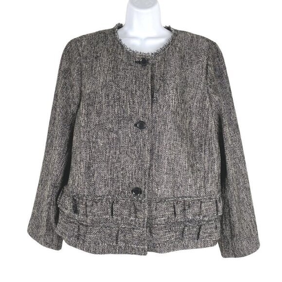 Talbots Tweed Blazer Jacket Size‎ 20 Ruffle Polyester Wool Acrylic NWT CJ-1393 - Picture 1 of 10